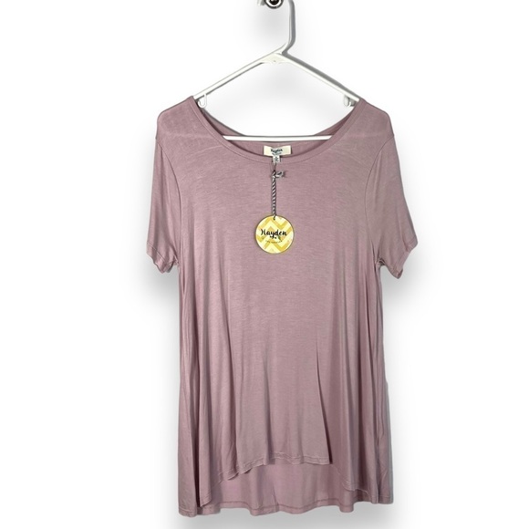 Hayden Los Angeles Fringe Back Detail Short Sleeve Tee,  Rose Pink, Size Small - Picture 2 of 10